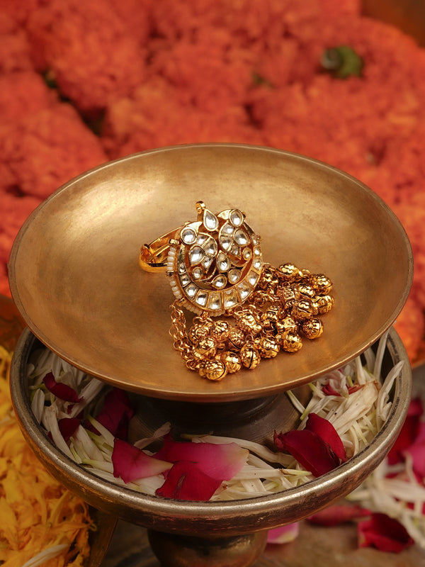 Gold Plated Jadau Kundan Ring - MRNG202