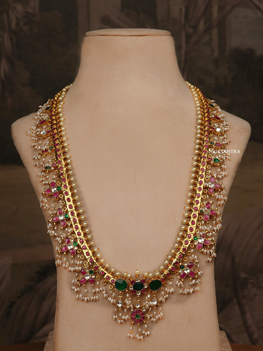 MS1034A - Multicolor Jadau Kundan Long Necklace Set