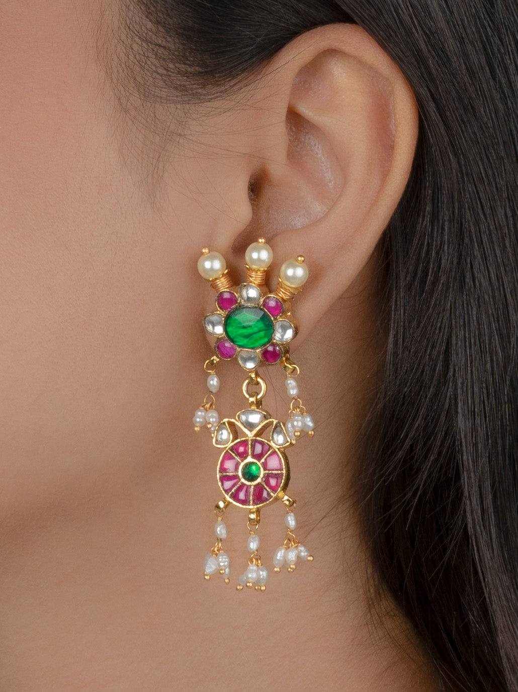 MS1034A - Multicolor Jadau Kundan Long Necklace Set
