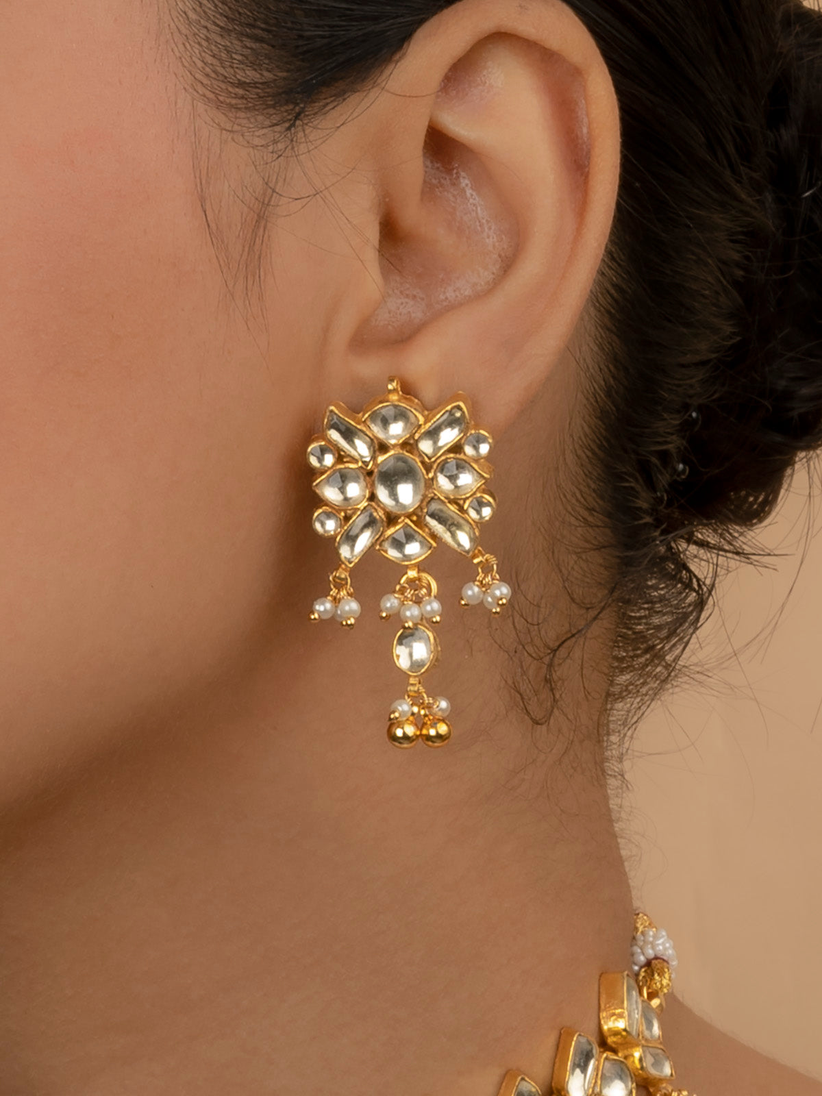 MS1339Y - White Color Gold Plated Jadau Kundan Choker Necklace Set