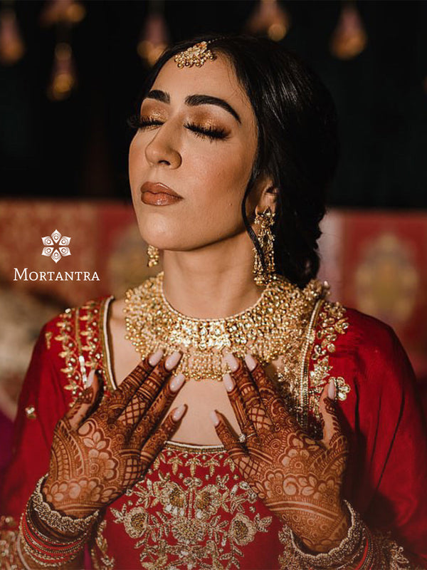 MS1392Y - White Color Gold Plated Jadau Kundan Bridal Necklace Set