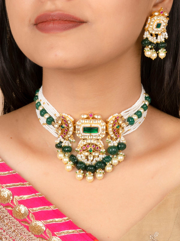 MS1399MC - Multicolor Jadau Kundan Necklace Set