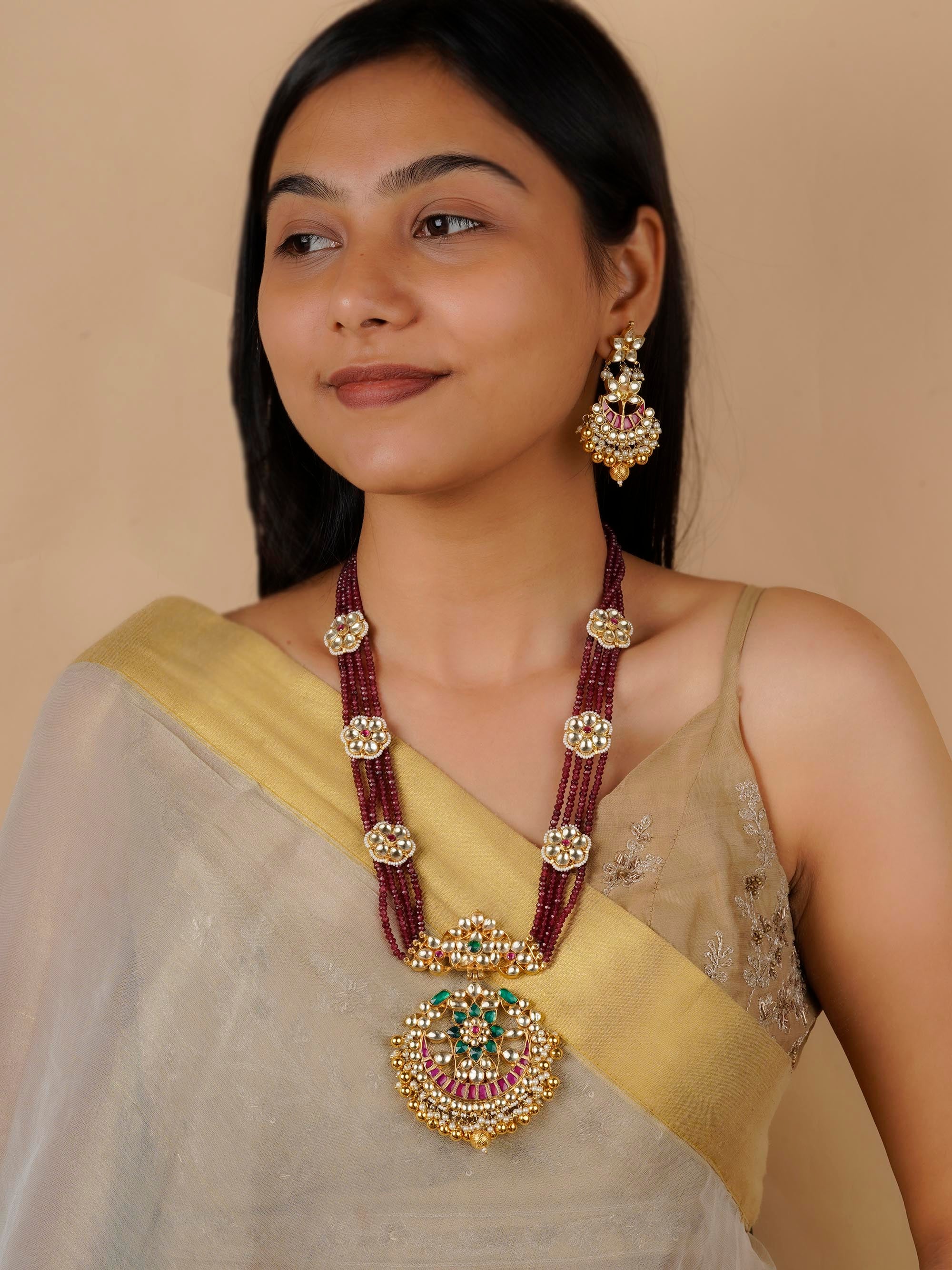 MS1528MA - Multicolor Gold Plated Jadau Kundan Necklace Set