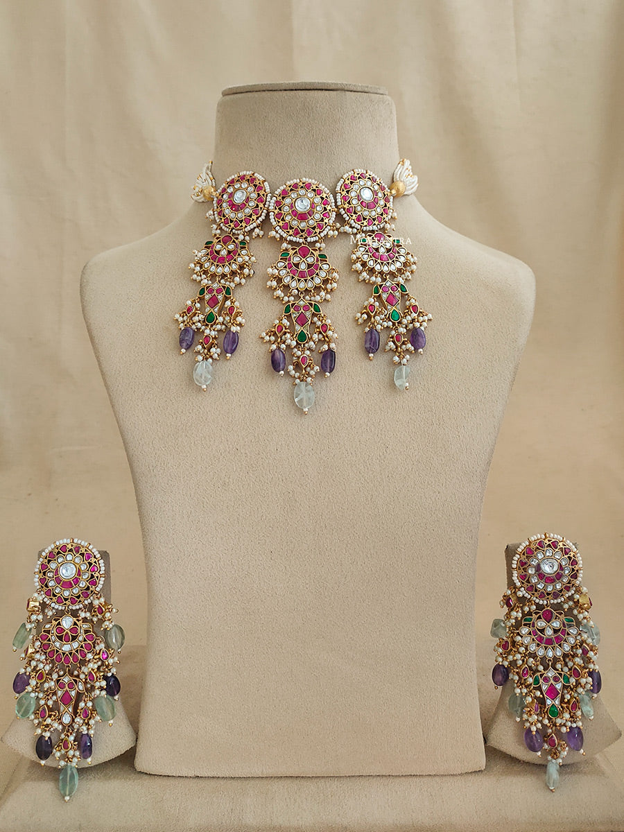 MS1619M - Jadau Kundan Necklace Set