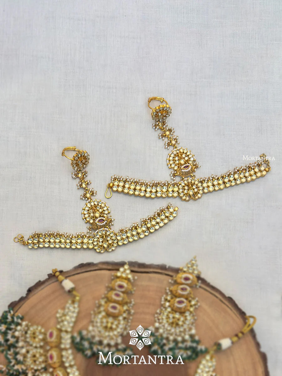 MS1715YP - Multicolor Gold Plated Jadau Kundan Bridal Necklace Set