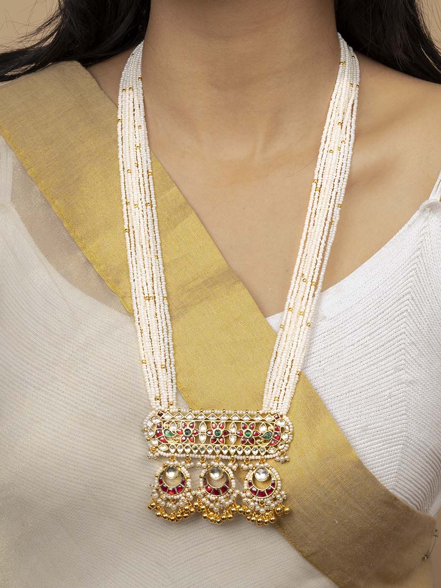 MS1791M - Multicolor Jadau Kundan Long Necklace Set