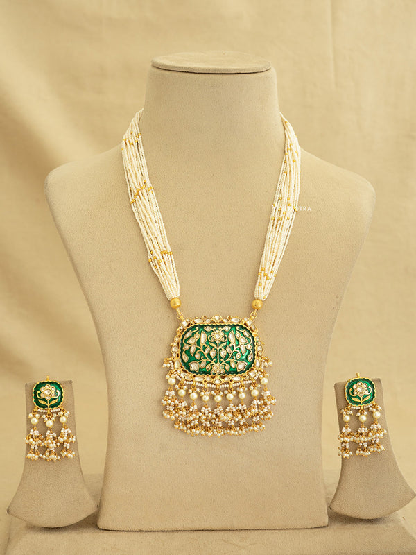 MS1792GR - Jadau Kundan Necklace Set