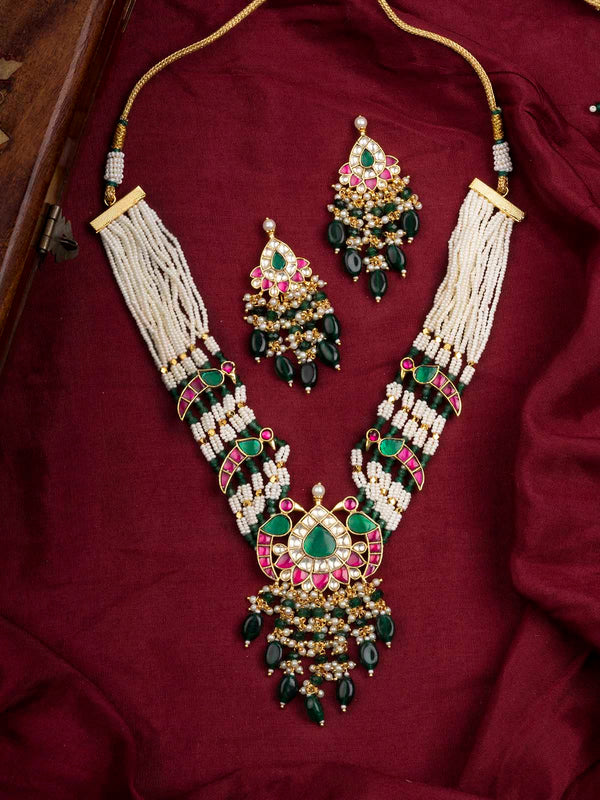 MS1797MA - Multicolor Jadau Kundan Long Necklace Set