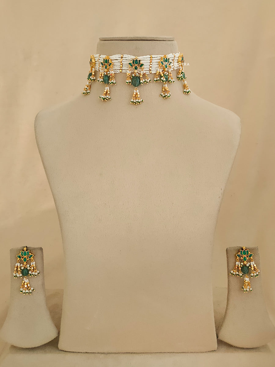 MS1858GRA - Jadau Kundan Necklace Set