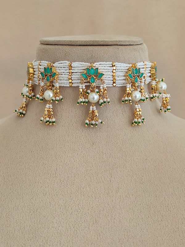MS1858LGR - Jadau Kundan Necklace Set