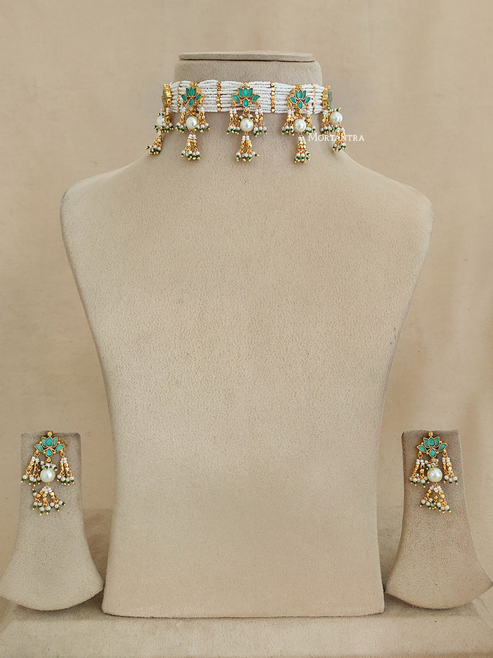MS1858LGR - Jadau Kundan Necklace Set