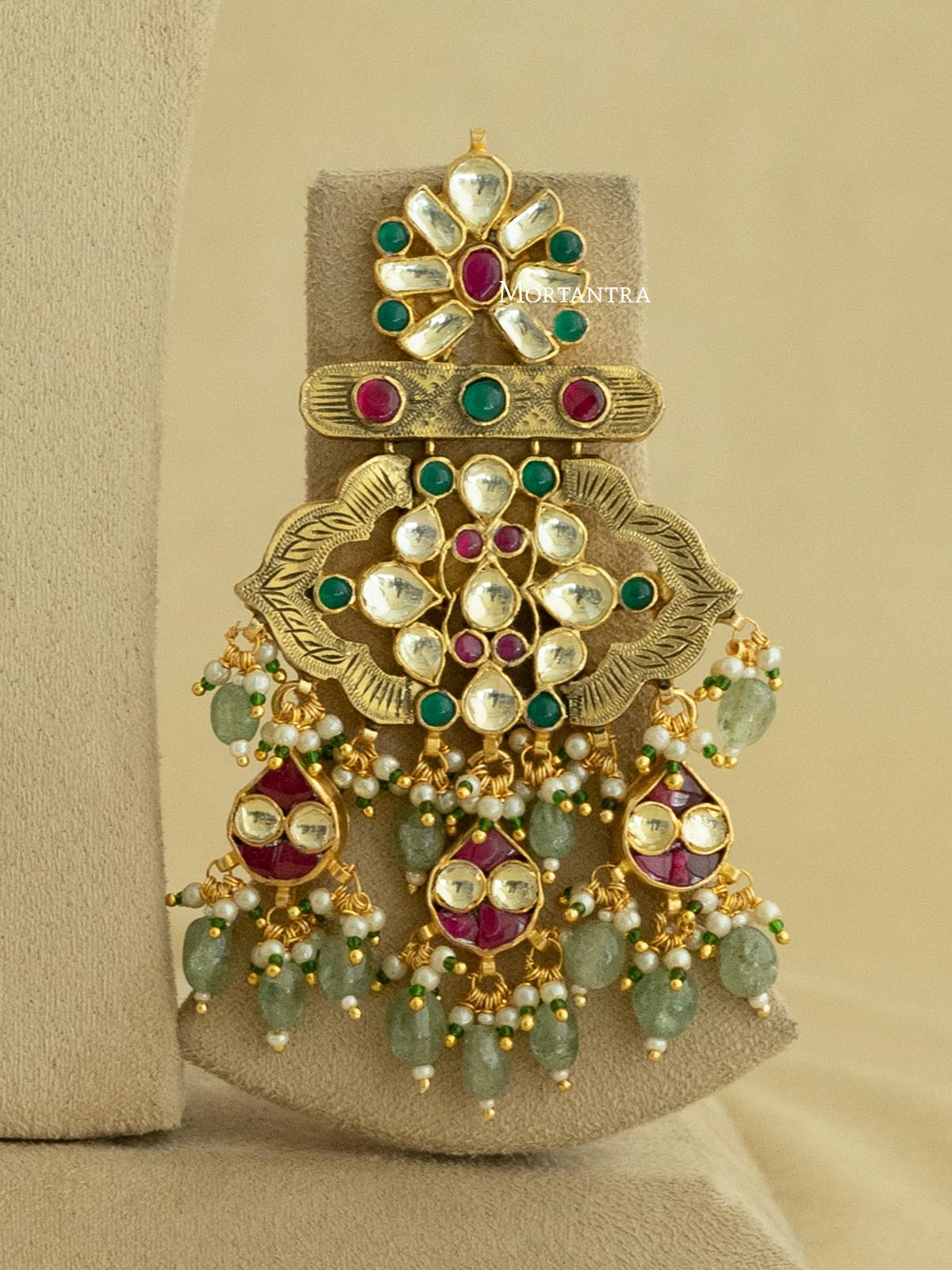MS1860M - Multicolor Gold Plated Bridal Jadau Kundan Long Necklace Set
