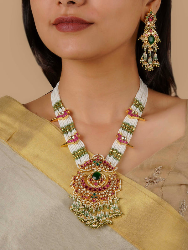 MS1869MA - Multicolor Gold Plated Jadau Kundan Necklace Set