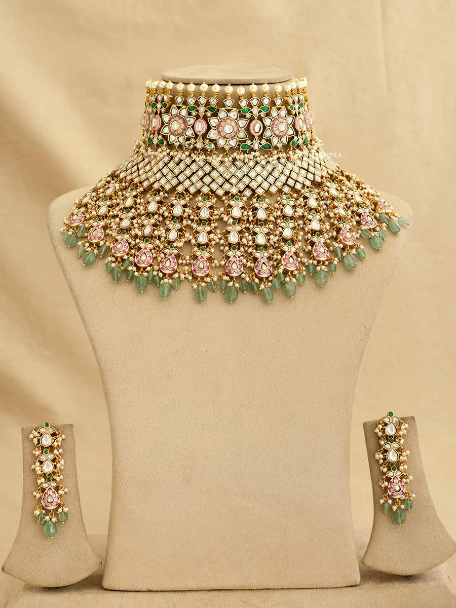 MS1903M - Multicolor Bridal Jadau Kundan Choker Necklace Set