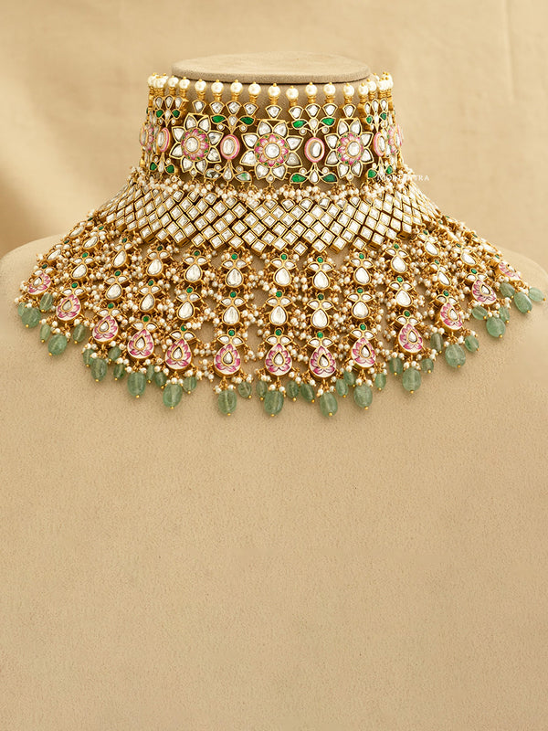 MS1903M - Multicolor Bridal Jadau Kundan Choker Necklace Set