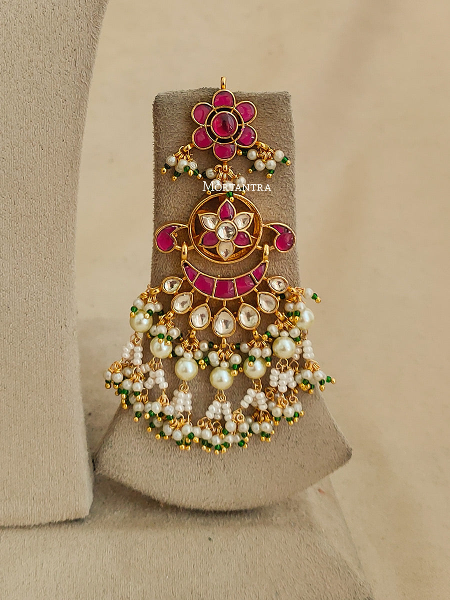 MS1932YP - Multicolor Bridal Jadau Kundan Medium Necklace Set With Tikka
