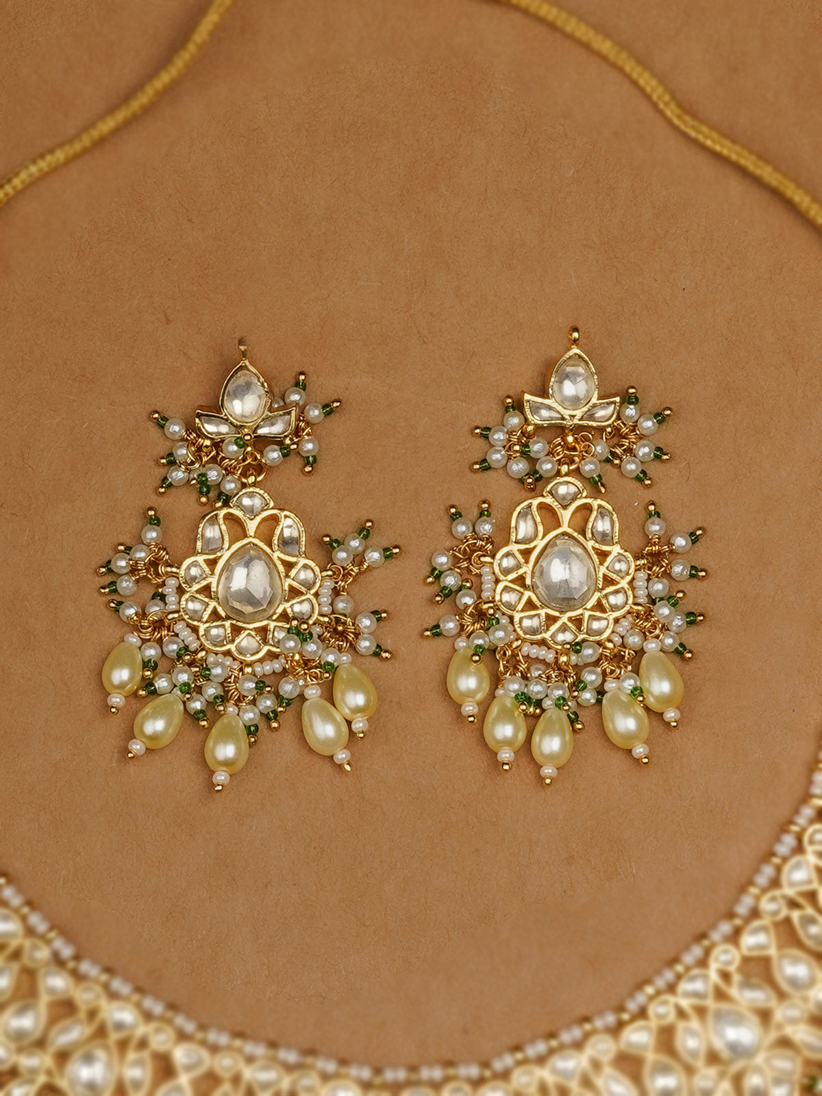 MS1939Y - White Color Gold Plated Jadau Kundan Bridal Necklace Set