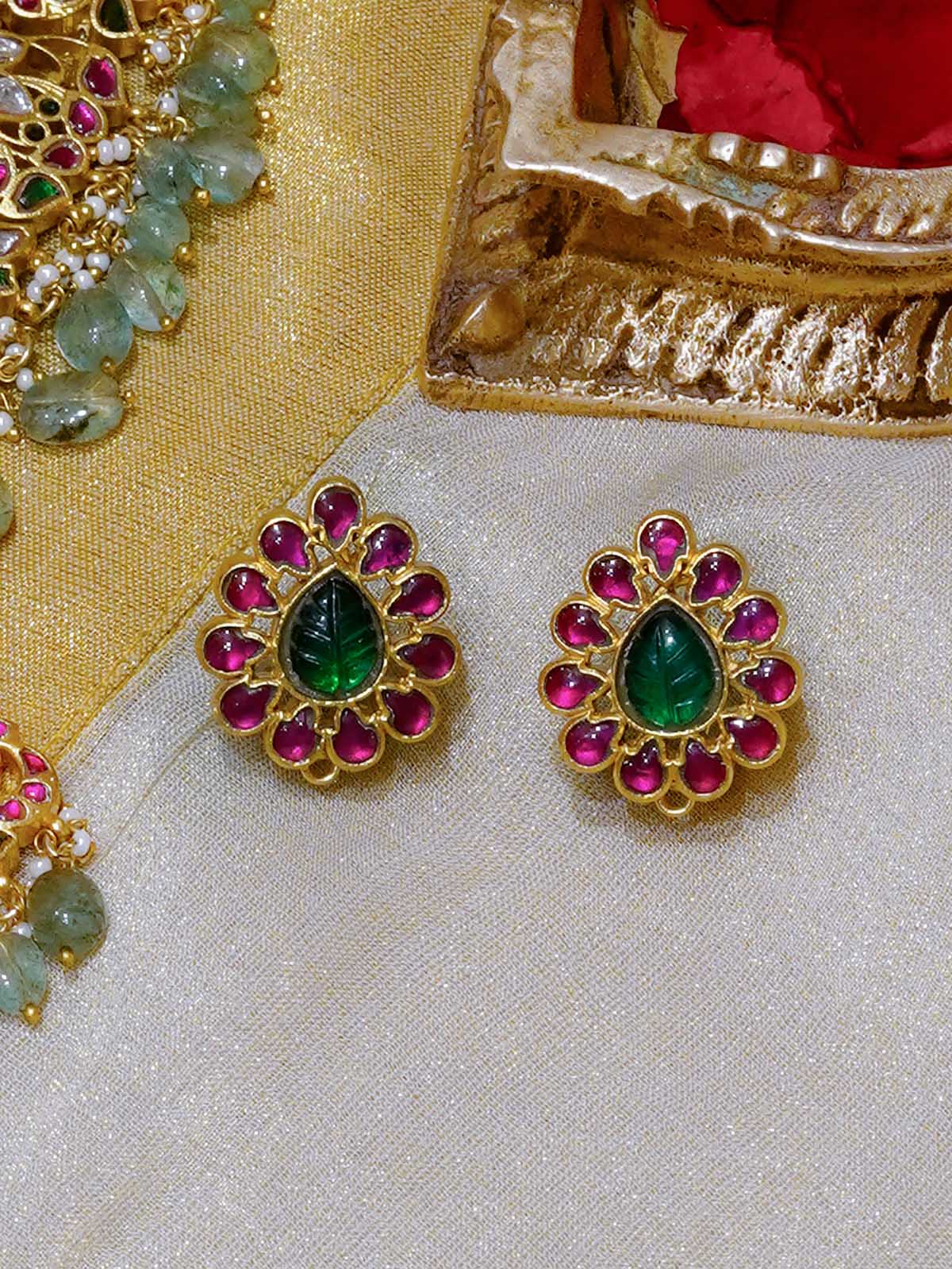 MS1968M - Multicolor Gold Plated Jadau Kundan Necklace Set