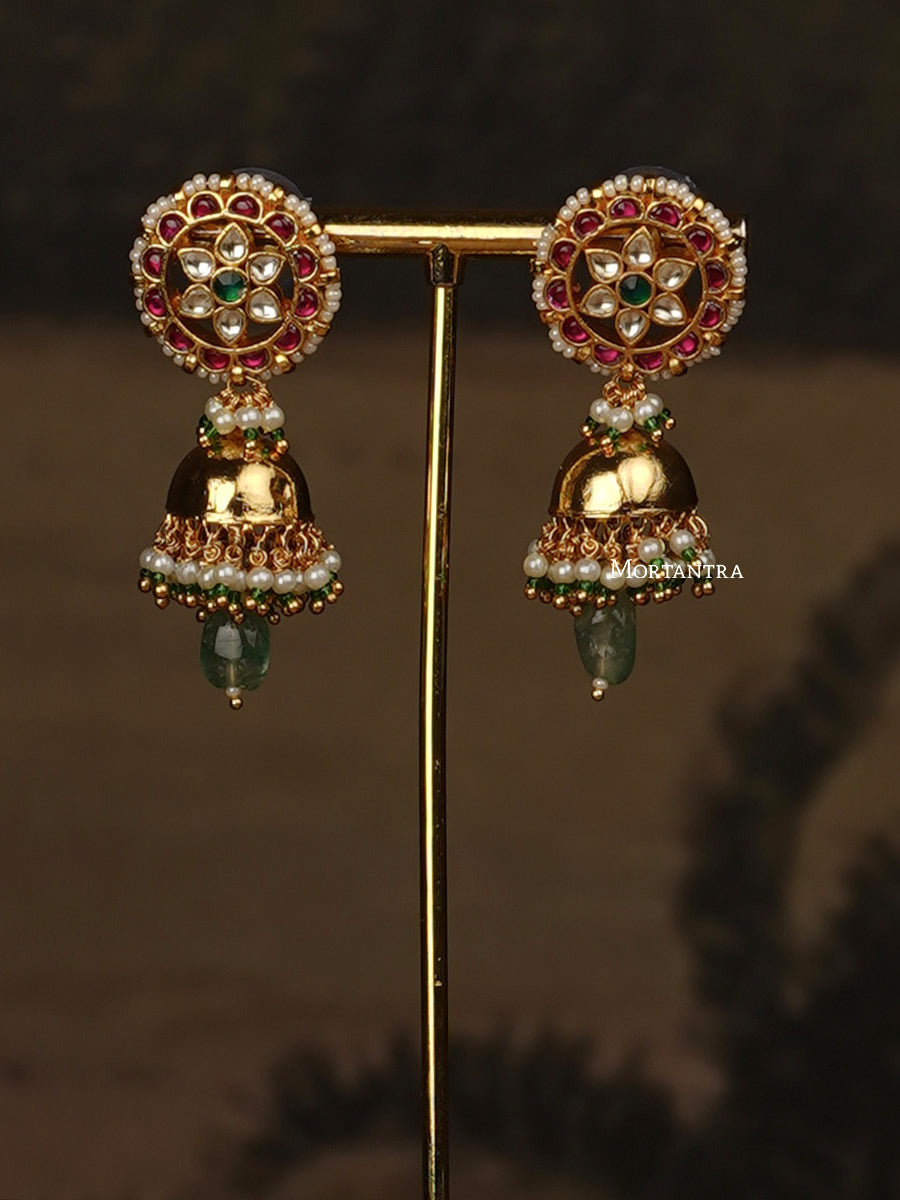 MS1969M - Multicolor Gold Plated Jadau Kundan Choker Necklace Set