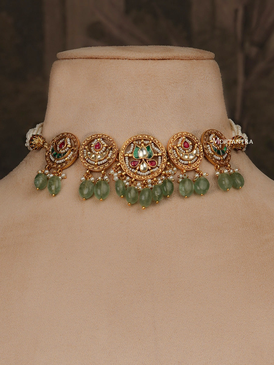 MS1976M - Multicolor Color Jadau Kundan Short Necklace Set