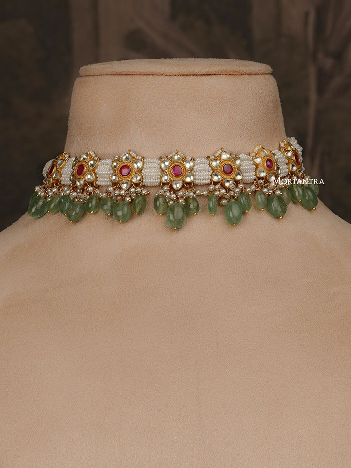 MS1981YP - Multicolor Jadau Kundan Choker Necklace Set