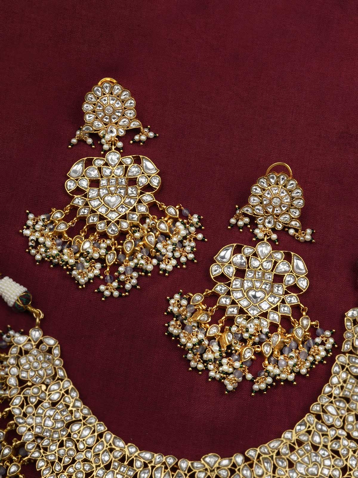 MS2013 - Multicolor Gold Plated Jadau Kundan Necklace Set
