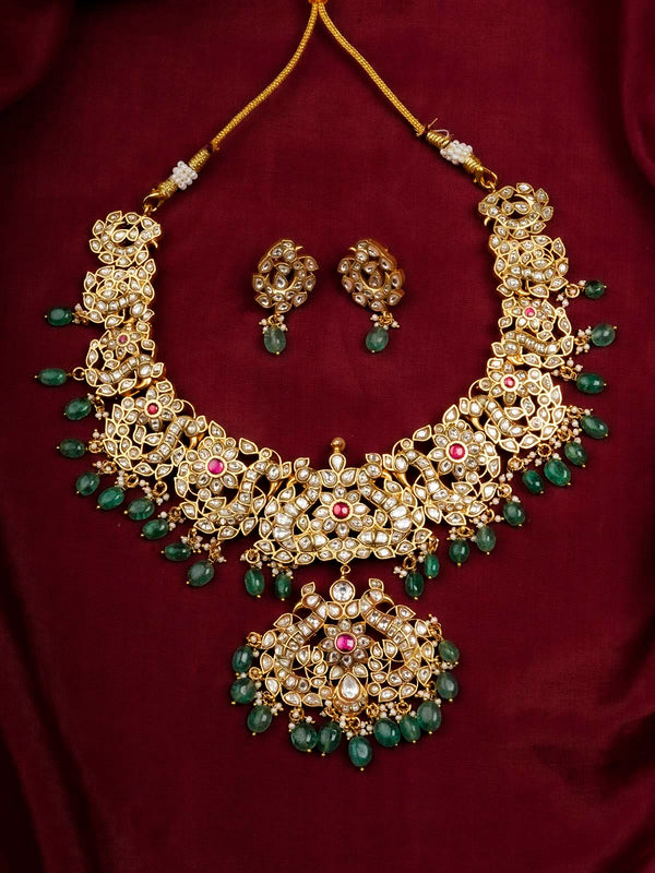 MS2024MA - Multicolor Gold Plated Jadau Kundan Necklace Set