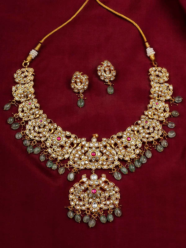 MS2024M - Multicolor Gold Plated Jadau Kundan Necklace Set
