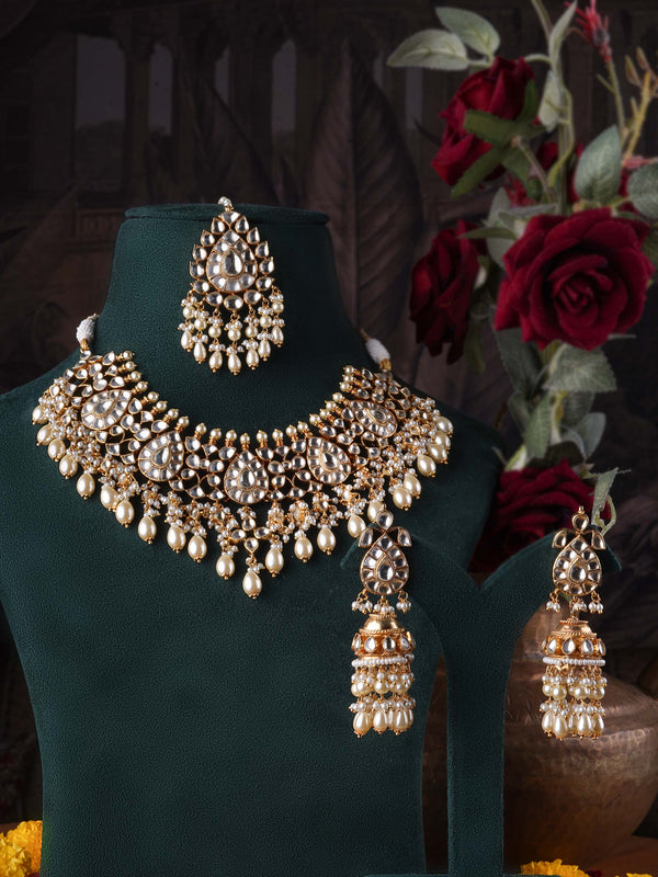 MS2039 - Gold Plated Jadau Kundan Bridal Necklace Set