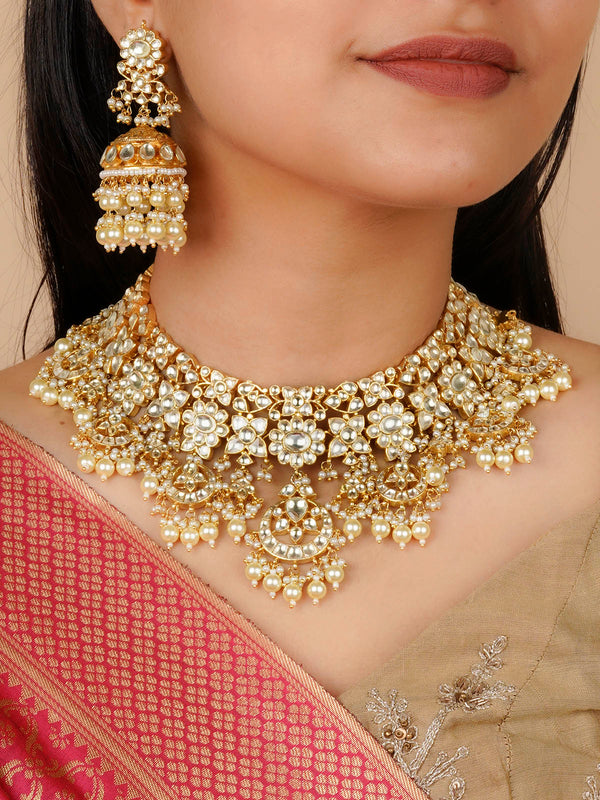 MS2041 - Gold Plated Jadau Kundan Necklace Set