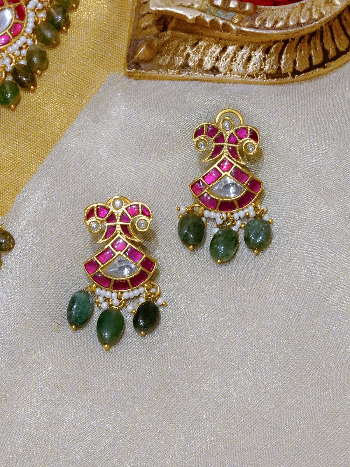 MS2050M - Multicolor Gold Plated Jadau Kundan Necklace Set