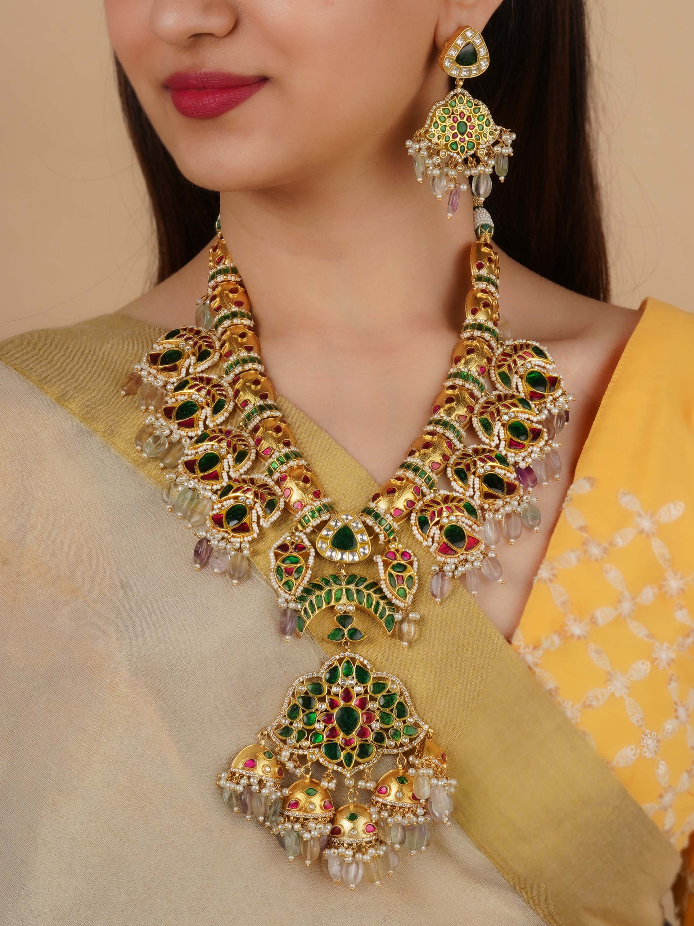 Hyderabadi Jadau jewelry, Indian jewelry, Kundan, Bangles, Punjabi Jadau, Semi precious stone, selling Gold plated, Earrings, Jhumka