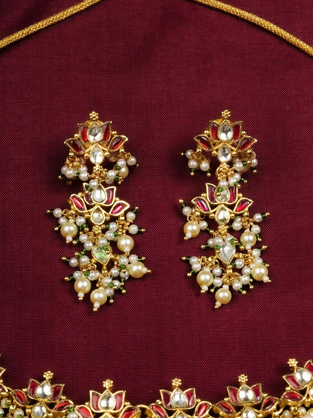 MS2056YR - Multicolor Gold Plated Jadau Kundan Necklace Set