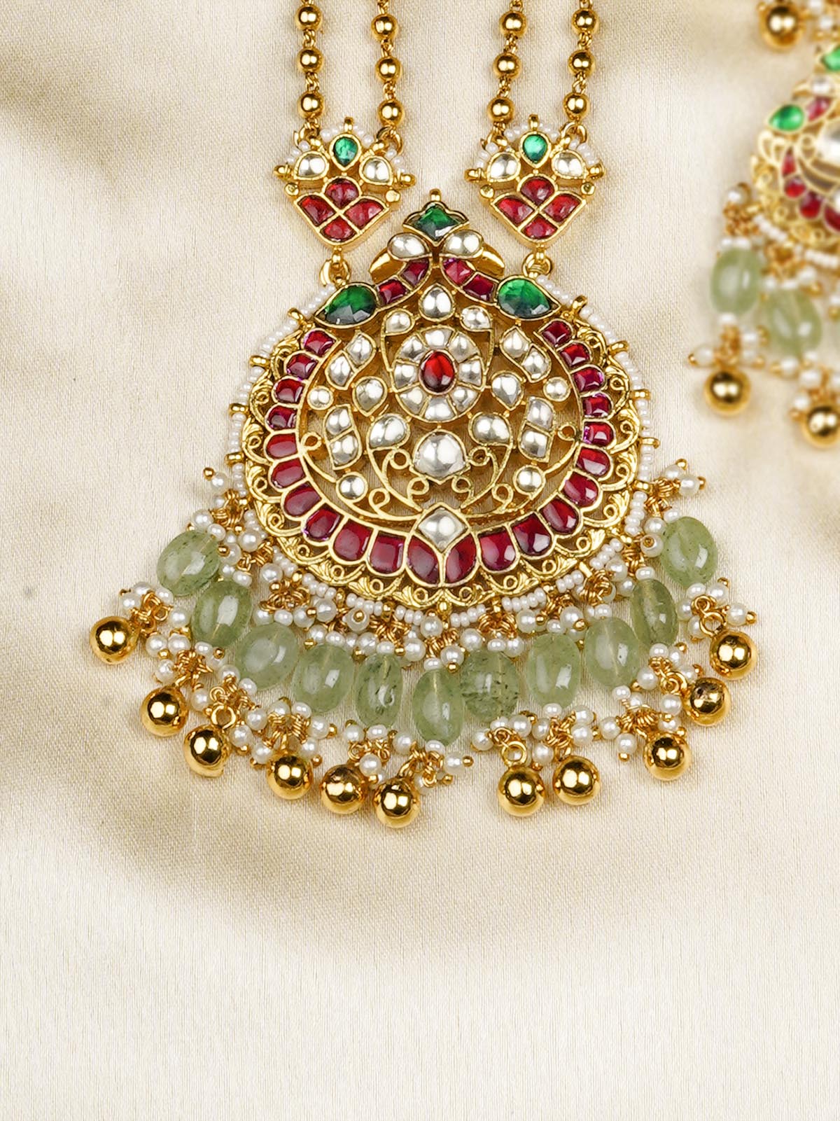 MS2083M - Multicolor Gold Plated Jadau Kundan Necklace Set
