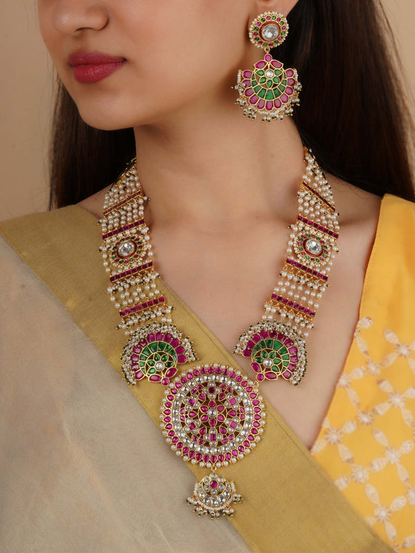 MS2106M - Multicolor Gold Plated Jadau Kundan Necklace Set