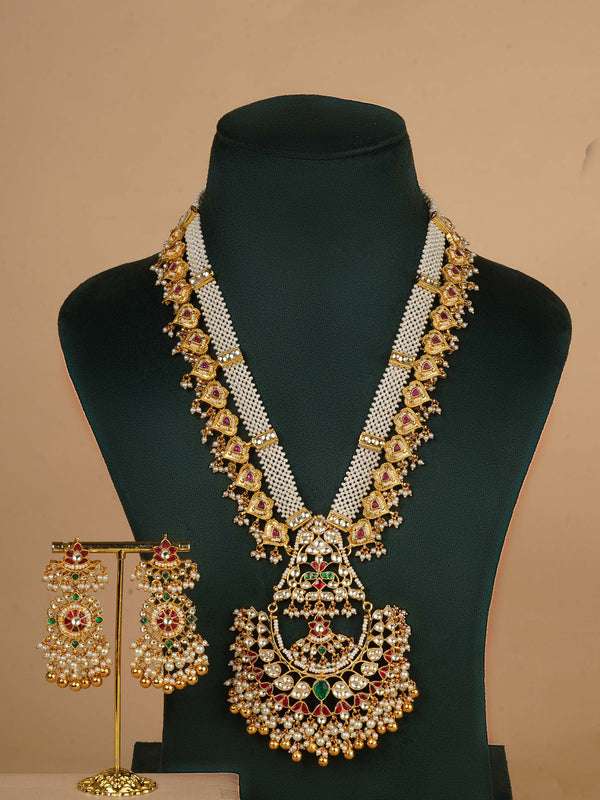 MS2131M - Multicolor Gold Plated Jadau Kundan Necklace Set