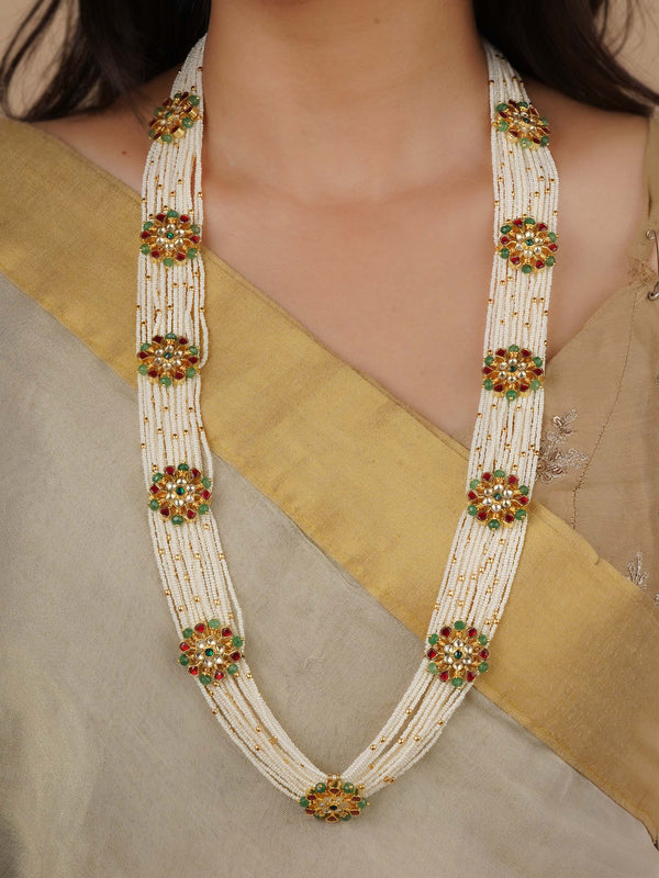 MS2141M - Multicolor Gold Plated Jadau Kundan Necklace Set