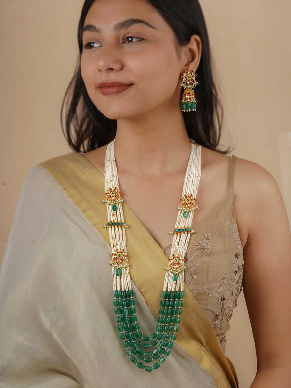 MS2142M - Multicolor Gold Plated Jadau Kundan Necklace Set