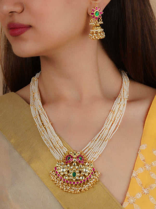 MS2207 - Gold Plated Jadau Kundan Necklace Set