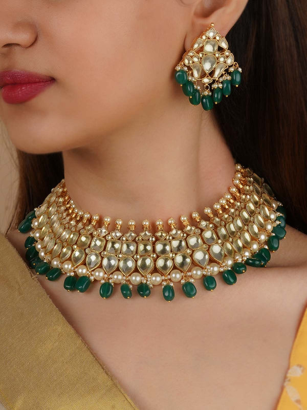 MS2240 - Gold Plated Jadau Kundan Necklace Set