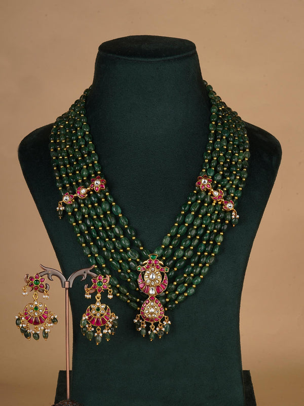 MS2254M - Multicolor Gold Plated Jadau Kundan Necklace Set