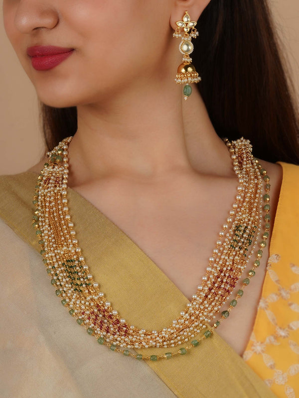 MS2281 - Multicolor Gold Plated Jadau Kundan Necklace Set