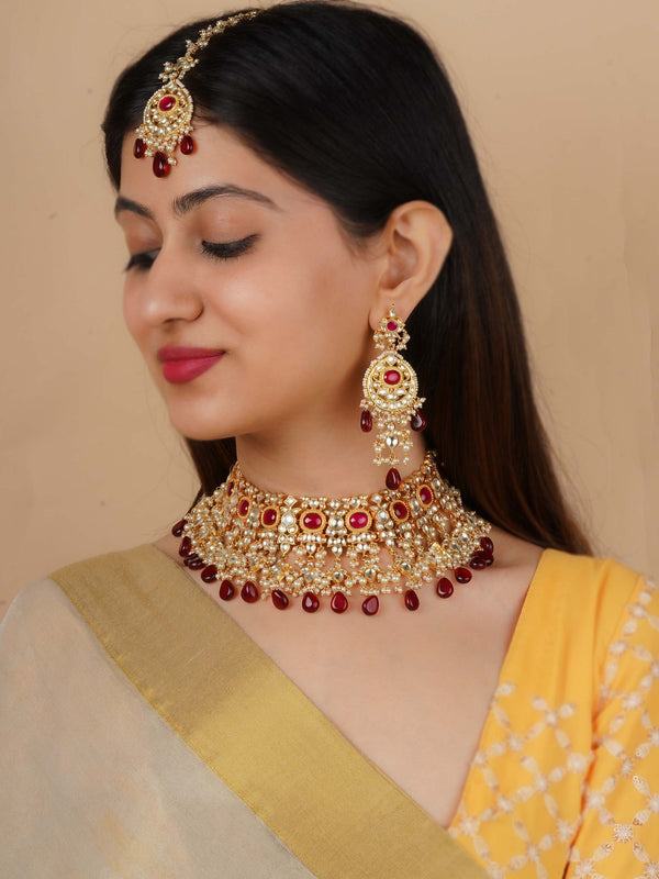 MS2311 - Gold Plated Jadau Kundan Bridal Necklace Set