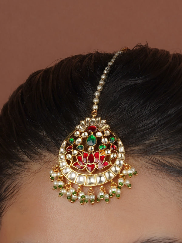 Multicolor Gold Plated Jadau Kundan Maangteeka - MT515M