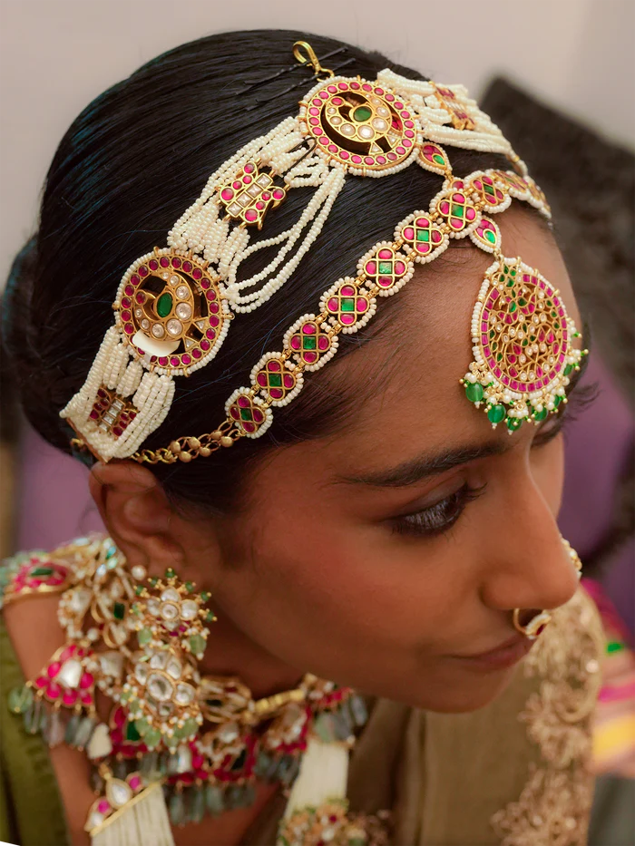 Mathapatti and sheeshphool bridal jewelry