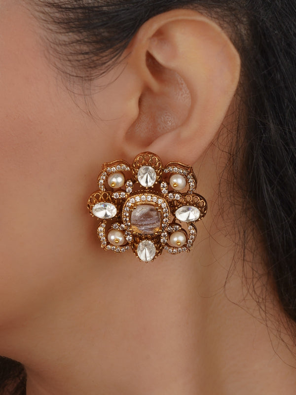 Gold Plated Navratna Earrings - NR-EAR4