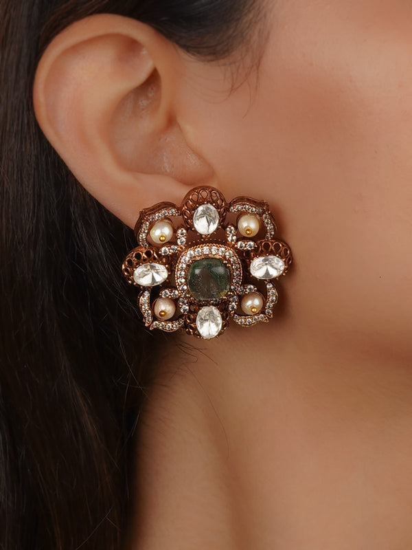 Gold Plated Navratna Earrings - NR-EAR4