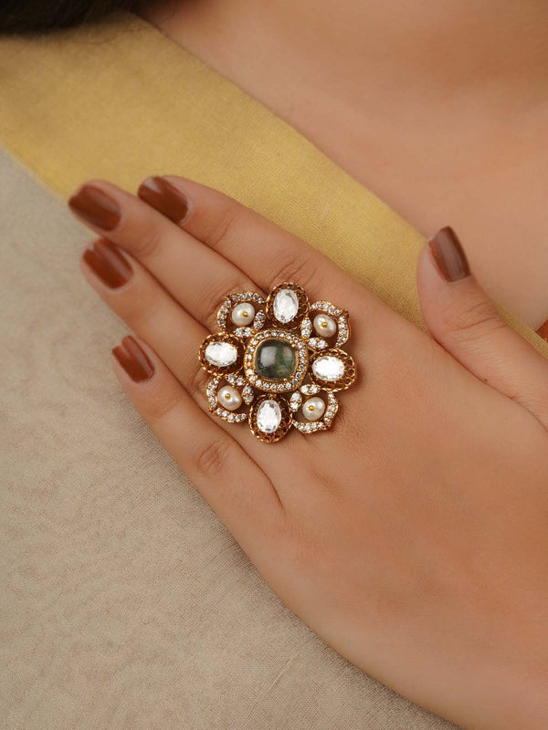 Gold Plated Navratna Ring - NR-RNG1