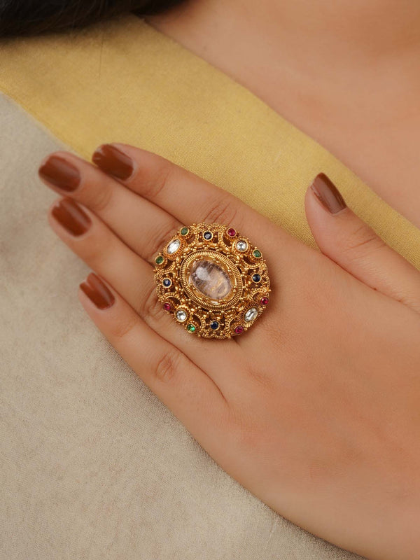 Gold Plated Navratna Ring - NR-RNG5