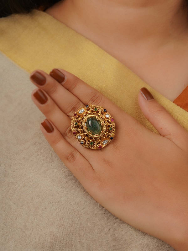 Gold Plated Navratna Ring - NR-RNG5